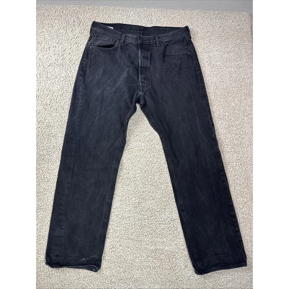 Levis 501XX Jeans Mens 36x32 Black Denim Button Fly Dark Wash Vintage Bootcut
